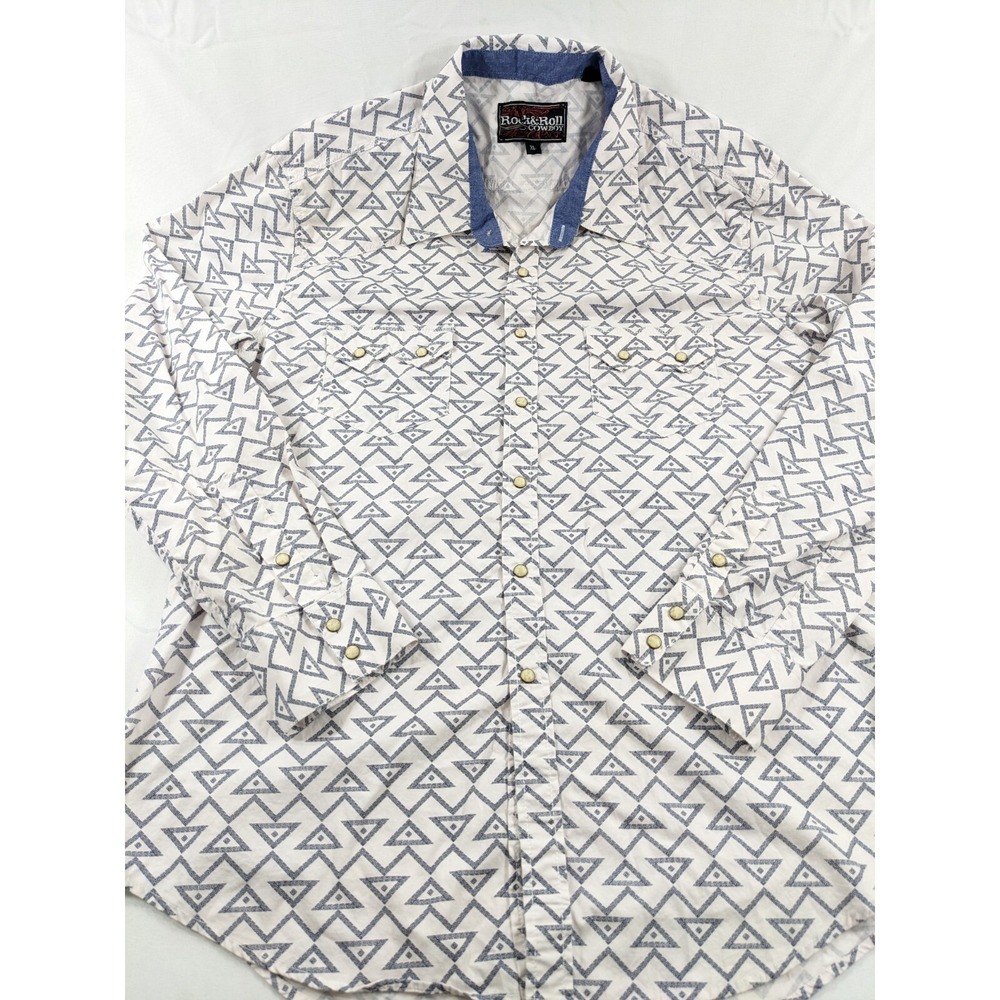 Rock & Roll‎ Mens XL Pearl Snap Long Sleeve Shirt Cowboy Western 80s Style